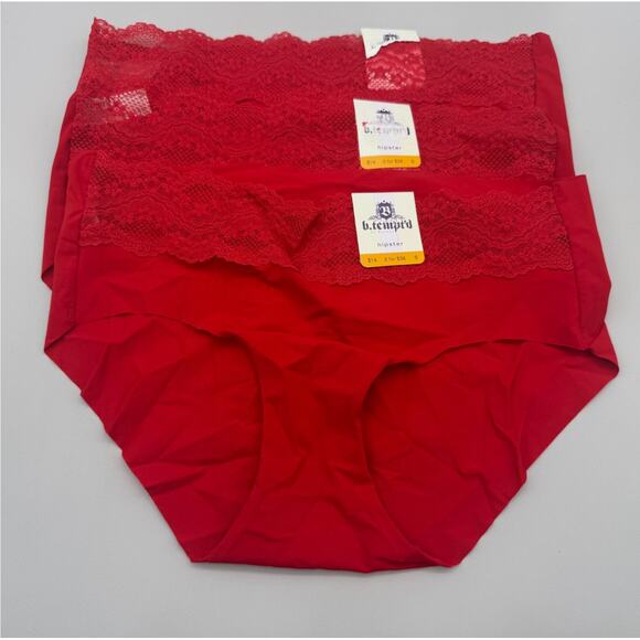 B.Tempt'd by Wacoal Panties Small Red Cheeky High Waist Thong Lace Lot of 5 - Picture 2 of 6
